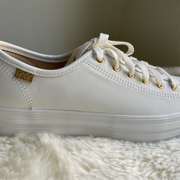 Triple Kick Luxe White Leather Platform Keds Sneakers - Picture 6 of 6